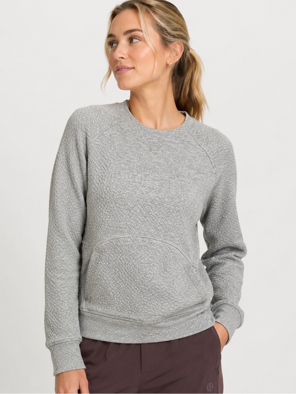 Lululemon Catch A Moment Pullover 6 Heathered Grey Bubble Knit